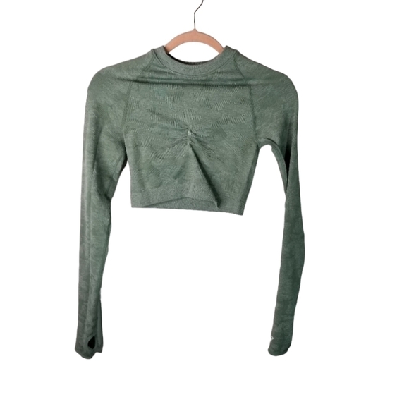 Gymshark adapt fleck green camo crop long sleeve top - Picture 4 of 12